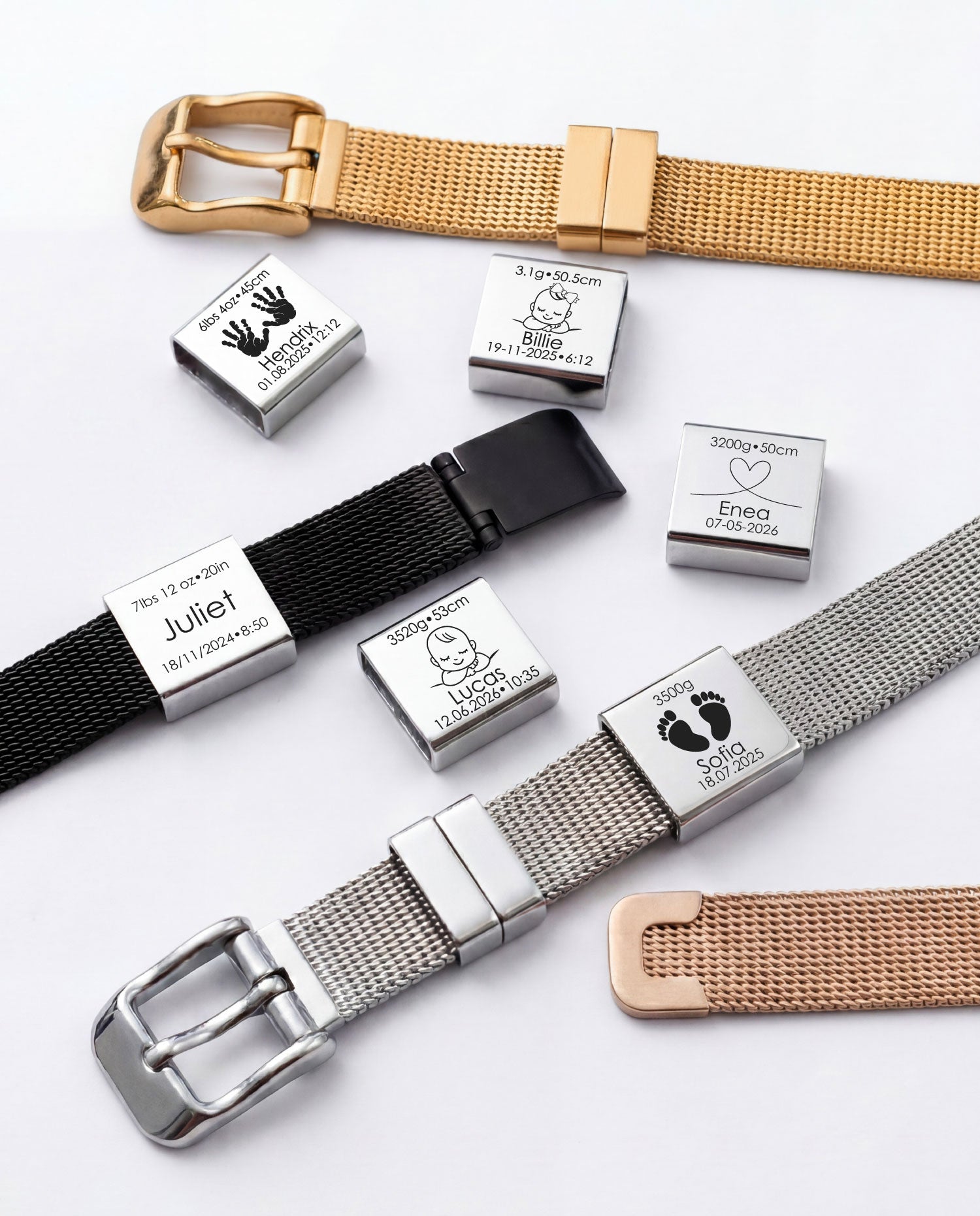 Lima Mesh Bracelet Birth Details - MILA CANTES